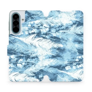 Flip pouzdro na mobil Samsung Galaxy A27 5G - Mobiwear M058S, světle modrá horizontální pírka
