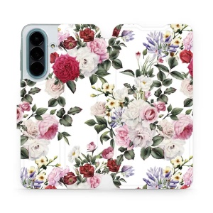 Flip pouzdro na mobil Samsung Galaxy A27 5G - Mobiwear MD01S, růže na bílé