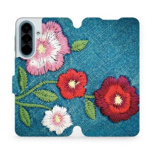 Flip pouzdro na mobil Samsung Galaxy A27 5G - Mobiwear MD05P, džínové květy