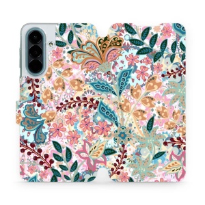 Flip pouzdro na mobil Samsung Galaxy A27 5G - Mobiwear MX04S, spletité kvítky a listy