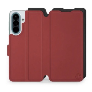 Flip pouzdro Mobiwear Semiš na mobil Samsung Galaxy A27 5G - bordové & černé