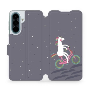 Flip pouzdro na mobil Samsung Galaxy A27 5G - Mobiwear V024P, jednorožec na kole