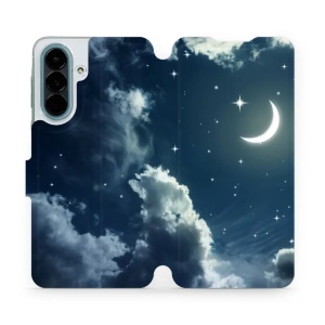 Flip pouzdro na mobil Samsung Galaxy A27 5G - Mobiwear V145P, noční obloha s měsícem