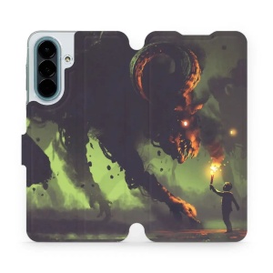 Flip pouzdro na mobil Samsung Galaxy A27 5G - Mobiwear VA08P, příšera a kluk s pochodní
