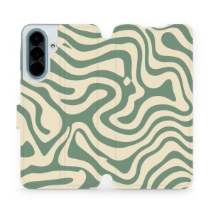 Flip pouzdro na mobil Samsung Galaxy A27 5G - Mobiwear VA57S, zelené a béžové zkrouceniny