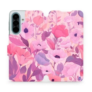 Flip pouzdro na mobil Samsung Galaxy A27 5G - Mobiwear VP74S, růžové květy snů