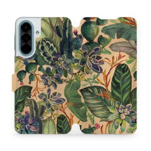 Flip pouzdro na mobil Samsung Galaxy A27 5G - Mobiwear VP05S, sukulenty