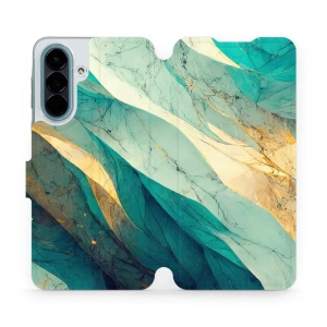 Flip pouzdro na mobil Samsung Galaxy A27 5G - Mobiwear VP37S, zlatavý a zelenkavý mramor