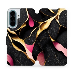Flip pouzdro na mobil Samsung Galaxy A27 5G - Mobiwear VP35S, černý a zlatavý mramor