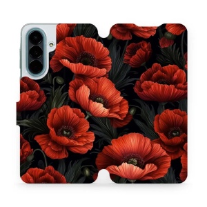 Flip pouzdro na mobil Samsung Galaxy A27 5G - Mobiwear VP45S, temné červené květy