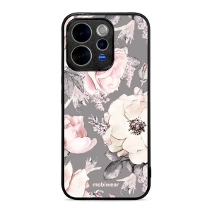 Lesklý kryt na mobil Vivo V70 5G - Mobiwear Glossy G034G, květy na šedém pozadí