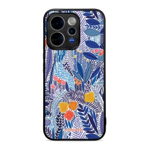 Lesklý kryt na mobil Vivo V70 5G - Mobiwear Glossy G037G, modrá květena