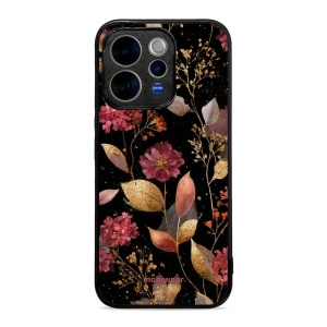Lesklý kryt na mobil Vivo V70 5G - Mobiwear Glossy G171G, zlatavé lístky a květy