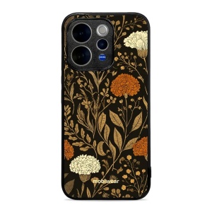 Lesklý kryt na mobil Vivo V70 5G - Mobiwear Glossy G174G, béžová a oranžová kvítka