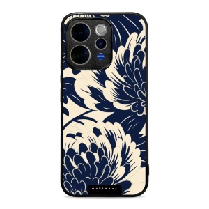 Lesklý kryt na mobil Vivo V70 5G - Mobiwear Glossy GA40G, modré a béžové květy