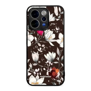 Lesklý kryt na mobil Vivo V70 5G - Mobiwear Glossy GP72G, květy na hnědé