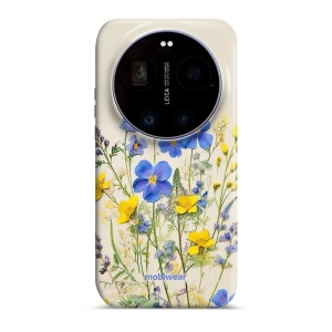 Odolný kryt na mobil Xiaomi 17 Ultra - Mobiwear Elite Pro EP41E, modré a žluté kvítky