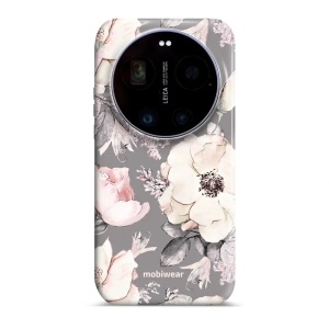 Odolný kryt na mobil Xiaomi 17 Ultra - Mobiwear Elite Pro EX06E, květy na šedém pozadí
