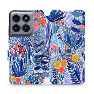Flip pouzdro na mobil Motorola Moto G37 Power - Mobiwear MP03P, modrá květena