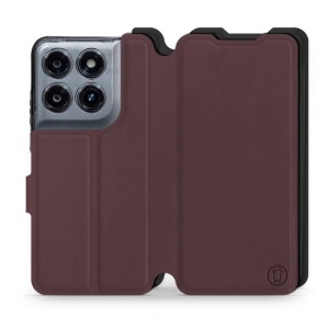 Flip pouzdro Mobiwear Semiš na mobil Motorola Moto G37 Power - cihlové & černé
