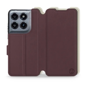 Flip pouzdro Mobiwear Semiš na mobil Motorola Moto G37 Power - cihlové & béžové