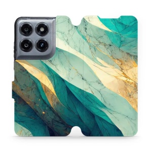 Flip pouzdro na mobil Motorola Moto G47 - Mobiwear VP37S, zlatavý a zelenkavý mramor