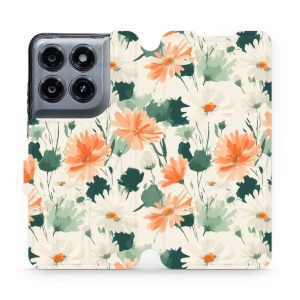 Flip pouzdro na mobil Motorola Moto G47 - Mobiwear VB22S, akvarelové sedmikrásky