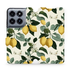 Flip pouzdro na mobil Motorola Moto G47 - Mobiwear VB02S, rozkvetlé citrony