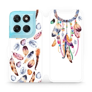 Flip pouzdro na mobil Motorola Moto G87 5G - Mobiwear M003S, lapač a barevná pírka