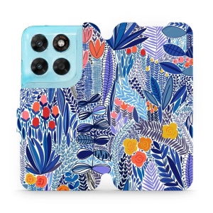 Flip pouzdro na mobil Motorola Moto G87 5G - Mobiwear MP03P, modrá květena