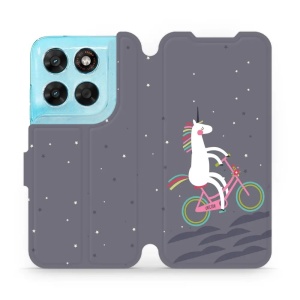 Flip pouzdro na mobil Motorola Moto G87 5G - Mobiwear V024P, jednorožec na kole