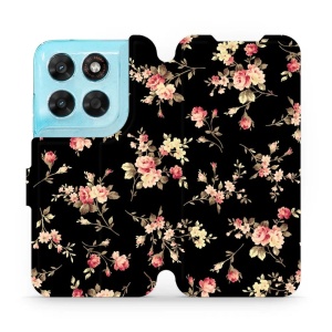 Flip pouzdro na mobil Motorola Moto G87 5G - Mobiwear VD02S, květy na černé