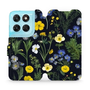 Flip pouzdro na mobil Motorola Moto G87 5G - Mobiwear VP47S, kvítky v černé