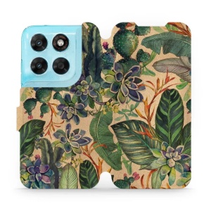 Flip pouzdro na mobil Motorola Moto G87 5G - Mobiwear VP05S, sukulenty