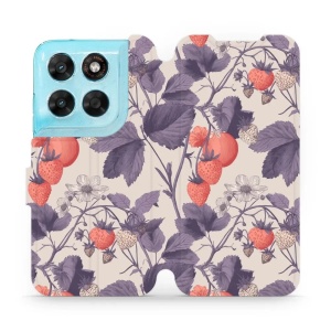 Flip pouzdro na mobil Motorola Moto G87 5G - Mobiwear VB01S, jahodový herbář