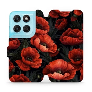 Flip pouzdro na mobil Motorola Moto G87 5G - Mobiwear VP45S, temné červené květy