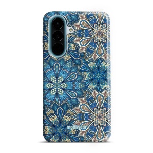 Odolný kryt na mobil Samsung Galaxy A27 5G - Mobiwear Elite Pro E108E, modré mandala květy