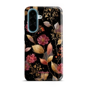 Odolný kryt na mobil Samsung Galaxy A27 5G - Mobiwear Elite Pro E171E, zlatavé lístky a květy