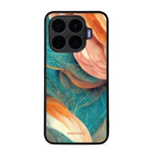 Lesklý kryt na mobil Xiaomi 17T Pro - Mobiwear Glossy G025G, azurový a oranžový mramor