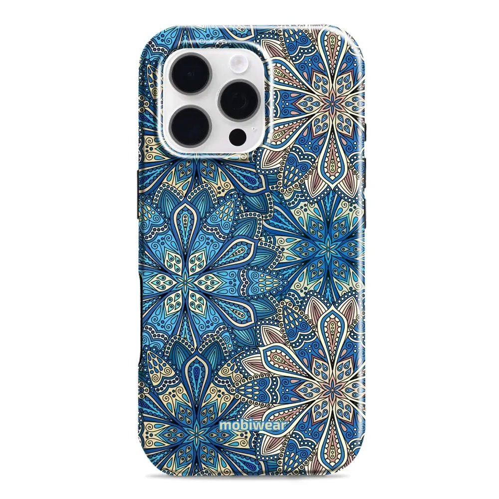Odolný obal Mobiwear Elite Pro - Apple iPhone 16 Pro - E108E Modré mandala květy