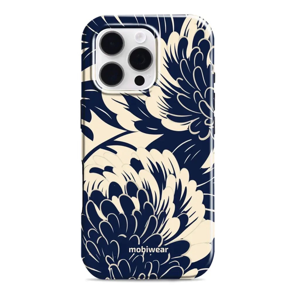 Odolný obal Mobiwear Elite Pro - Apple iPhone 16 Pro - EA40E Modré a béžové květy