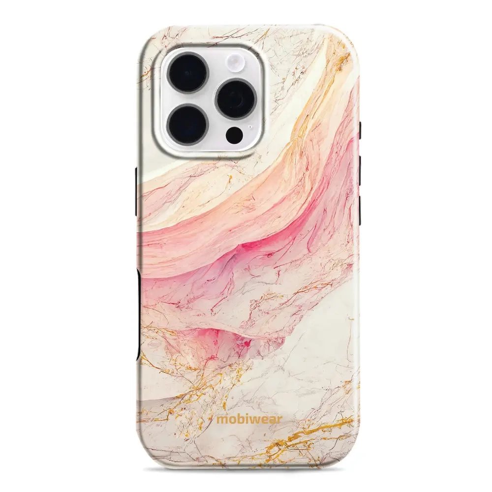 Odolný obal Mobiwear Elite Pro - Apple iPhone 16 Pro - EP32E Růžový a zlatavý mramor