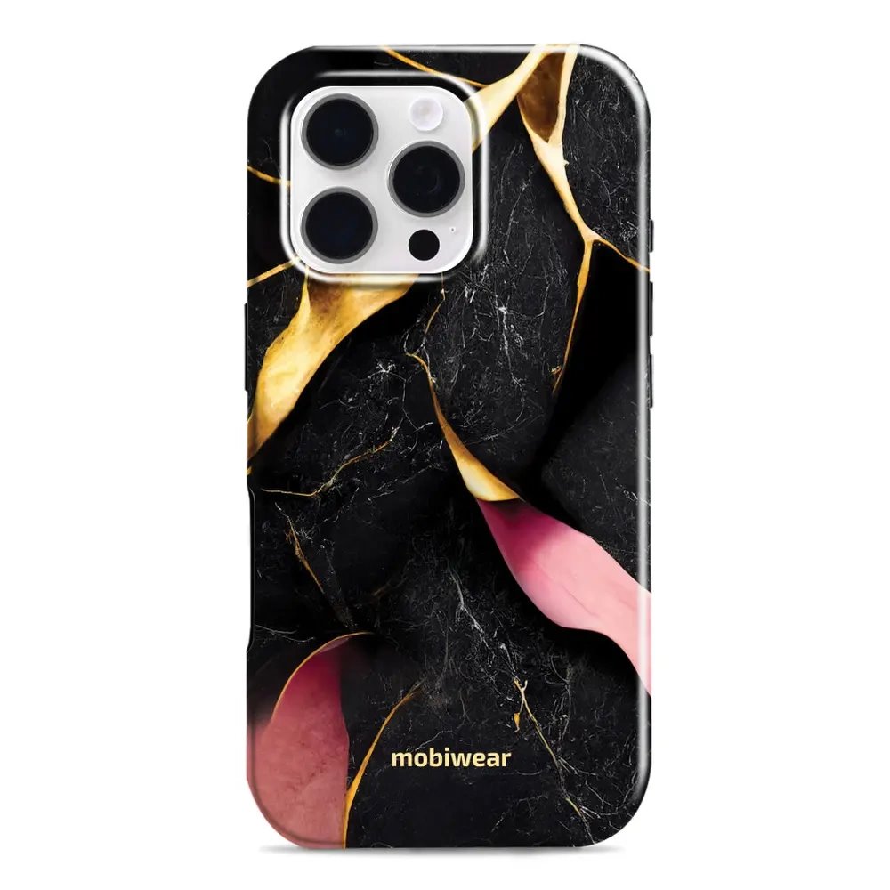 Odolný obal Mobiwear Elite Pro - Apple iPhone 16 Pro - EP35E Černý a zlatavý mramor