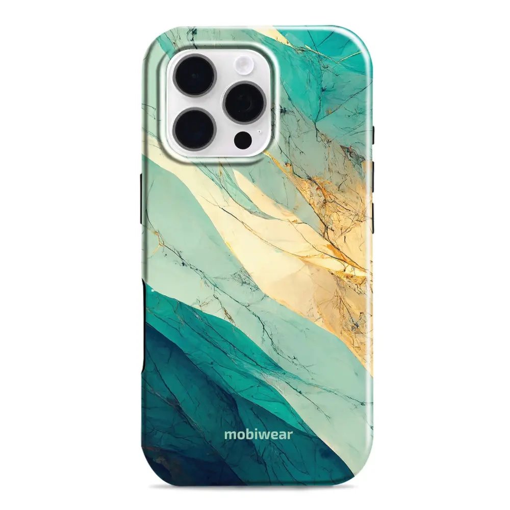 Odolný obal Mobiwear Elite Pro - Apple iPhone 16 Pro - EP37E Zlatavý a zelenkavý mramor