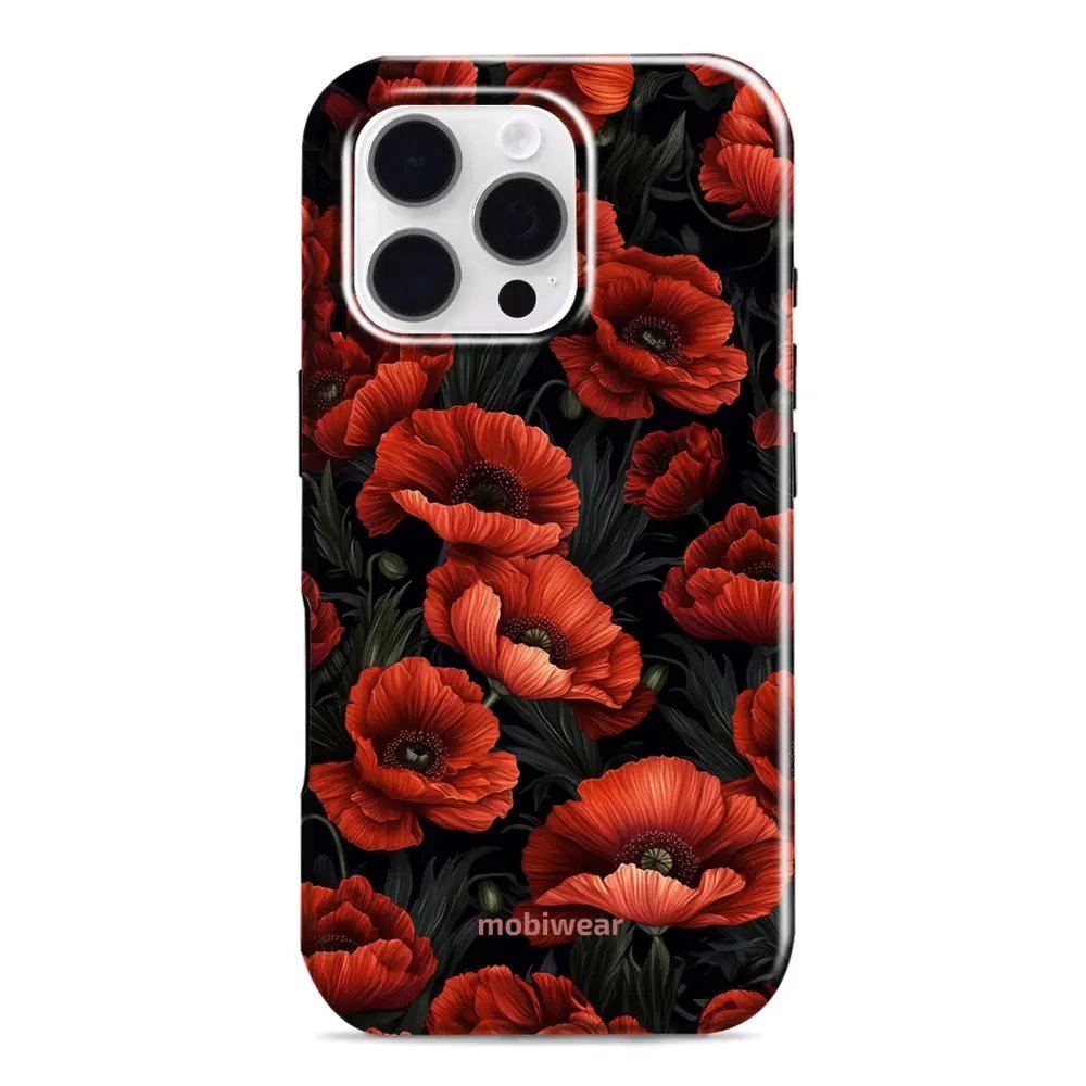 Odolný obal Mobiwear Elite Pro - Apple iPhone 16 Pro - EP45E Temné červené květy