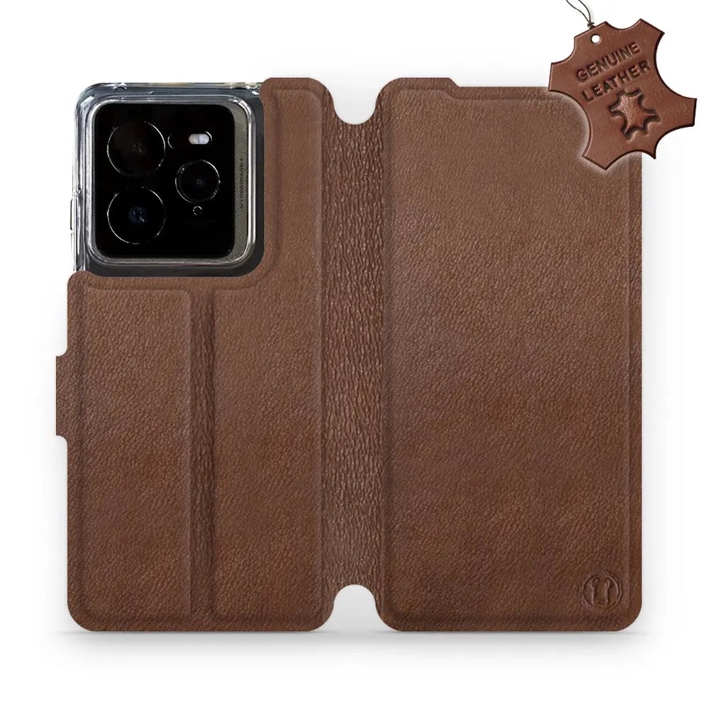 Kožené flip pouzdro Mobiwear - Realme GT 7 Pro - Hnědé