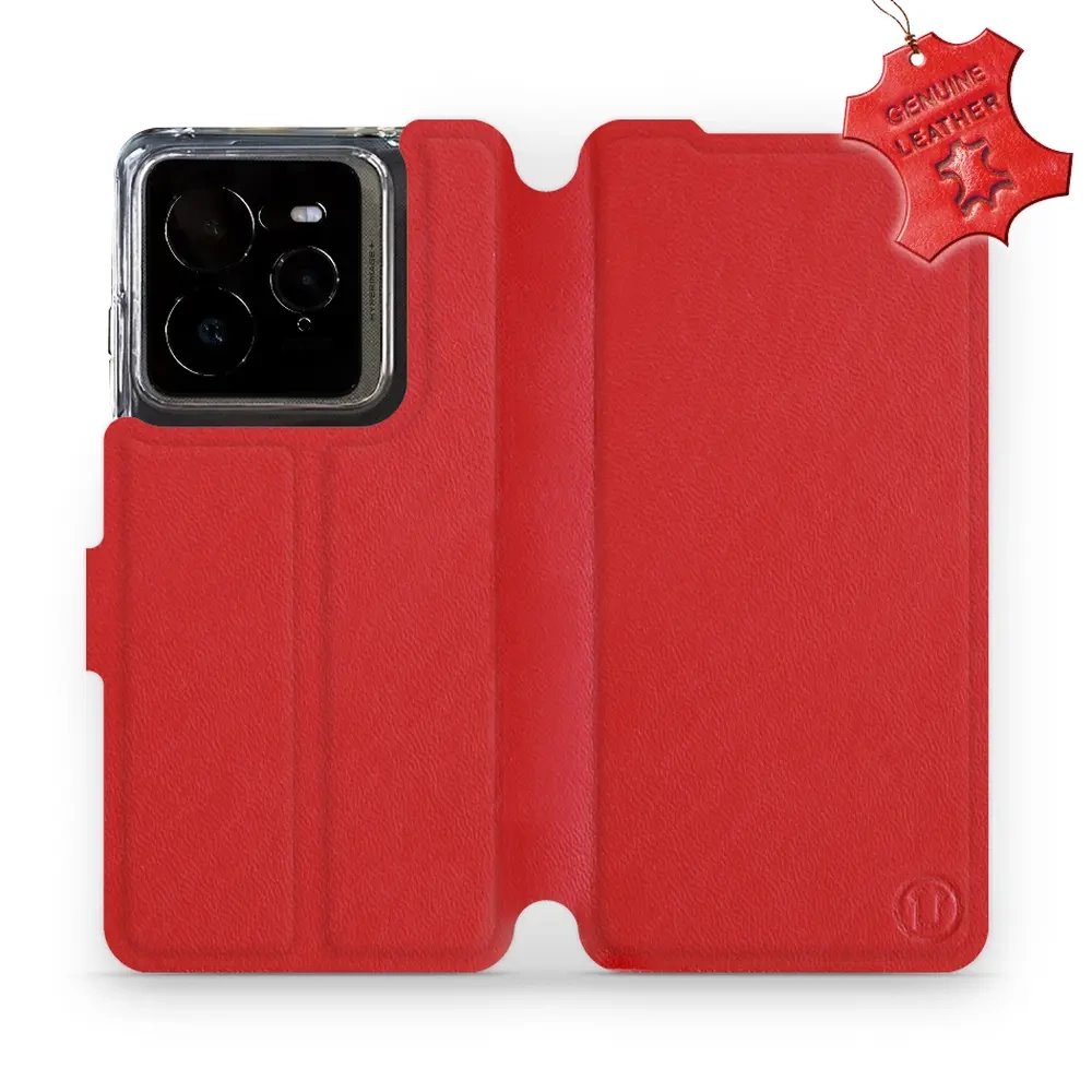 Kožené flip pouzdro Mobiwear - Realme GT 7 Pro - Červené