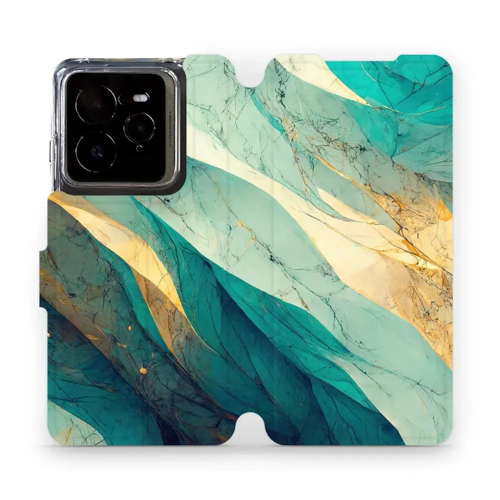 Flipové pouzdro Mobiwear - Realme GT 7 Pro - VP37S Zlatavý a zelenkavý mramor - VÝPRODEJ