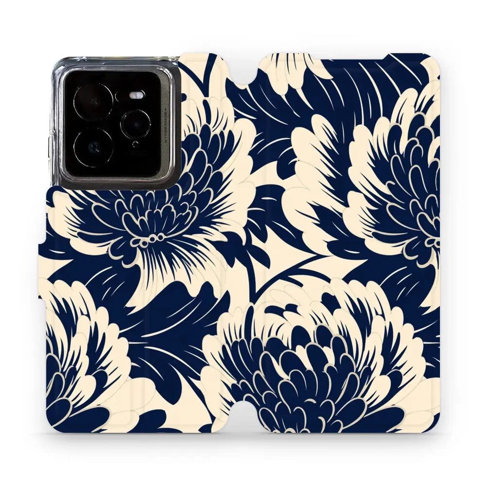 Flipové pouzdro Mobiwear - Realme GT 7 Pro - VA40S Modré a béžové květy