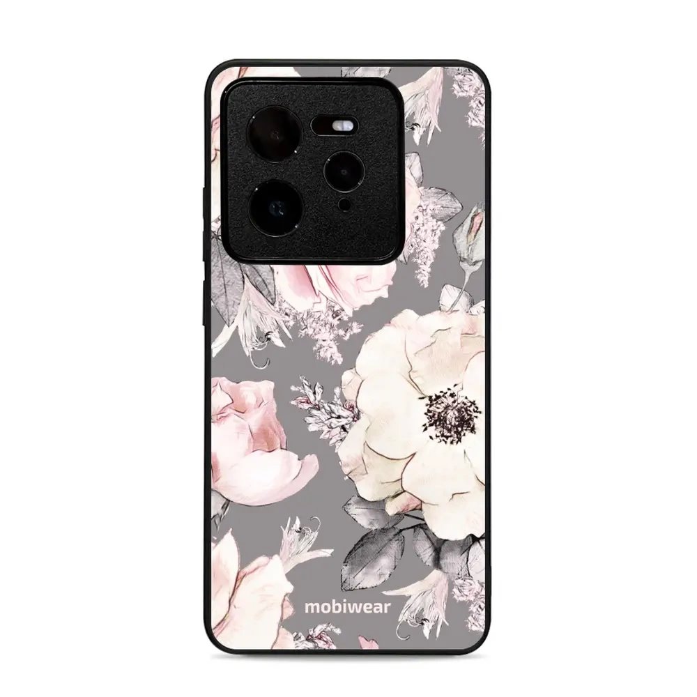 Lesklý kryt Mobiwear Glossy - Realme GT 7 Pro - G034G - Květy na šedém pozadí